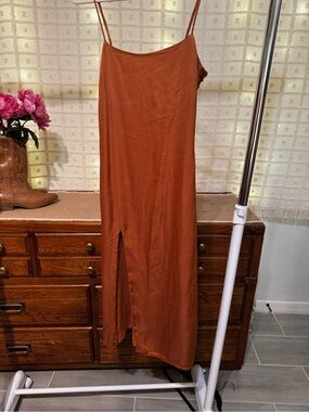 Capulet Rust Slip Dress with Side Slit